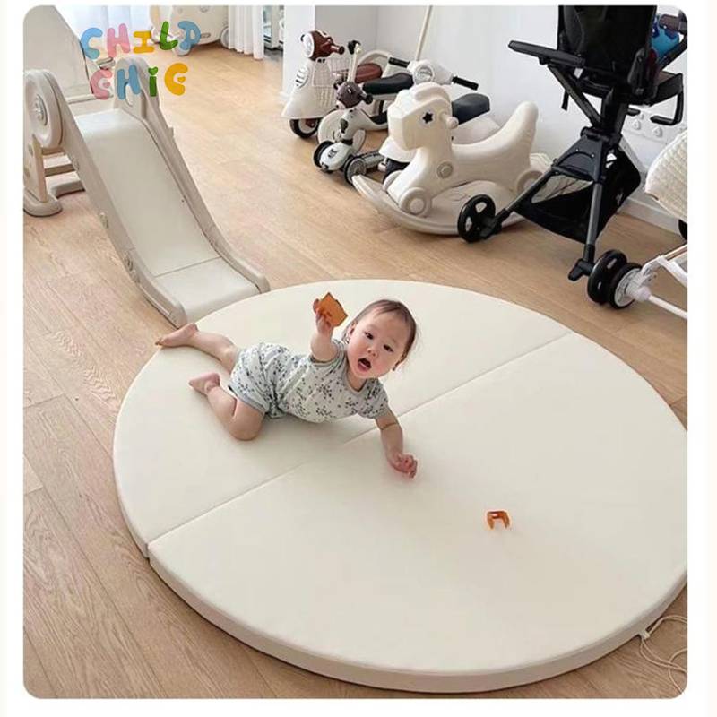 Round Foldable Baby Play Mat, Soft Thickened Crawling Mat for Toddlers, Non-Slip Floor Mat for Nursery & Playroom