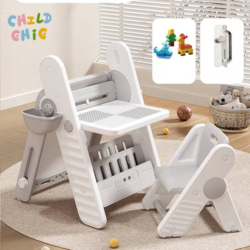 Multifunctional 5-in-1 Children's Drawing Board Easel Picture Book Shelf Foldable Kids Building Blocks Table Living Room Home Office