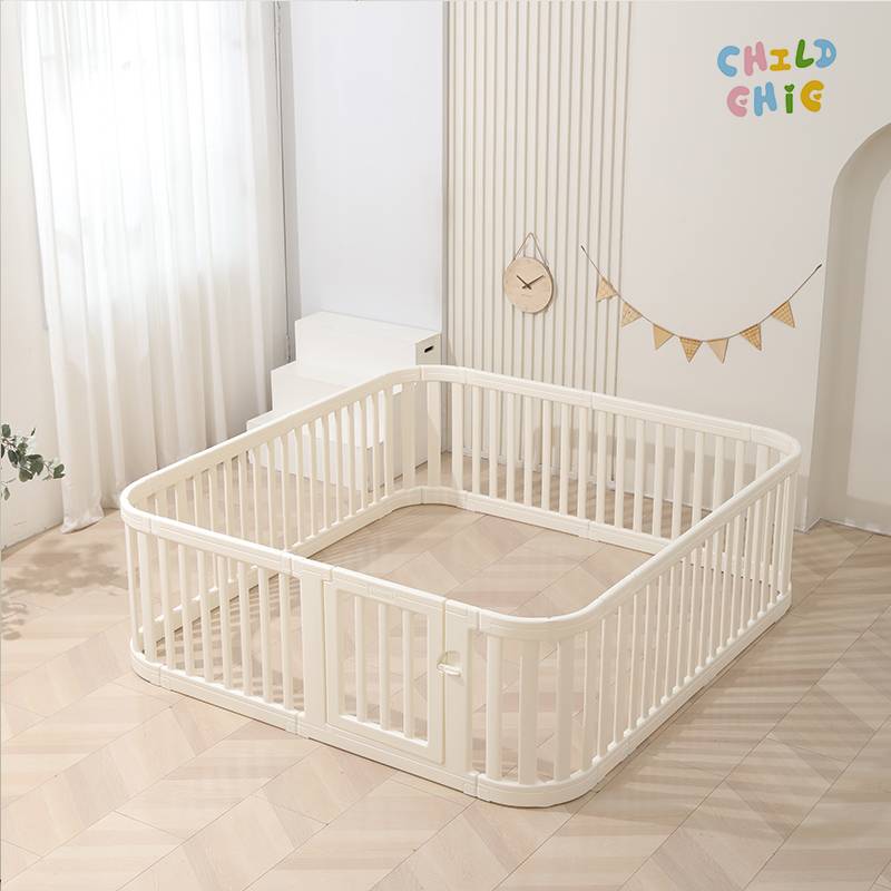 2-in-1 Convertible Baby Playpen & Toy Storage Shelf, Safe Toddler Activity Play Yard with Gate, Sturdy Indoor Fence