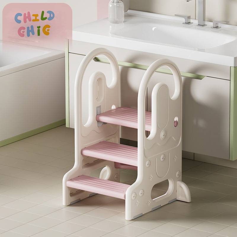 Modern Plastic Ice Cream-Shaped Baby Foot Stool with Armrest for Children to Wash Face & Climb Stairs for Living Room or Toilet
