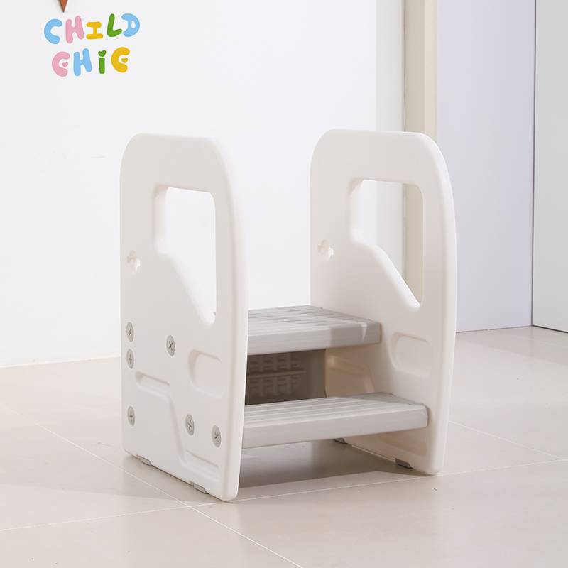 2 in 1 Kids Step Stool with Indoor Slide Safety HDPE Plastic Toddler Standing Tower for Home Playroom