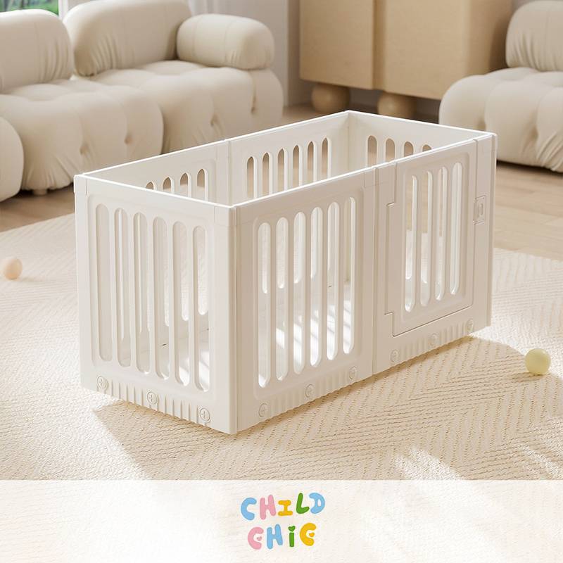 Portable Baby Playpen Indoor Kids Play House Small Safety Moving Fence Activity Center with Striped Tent Roof