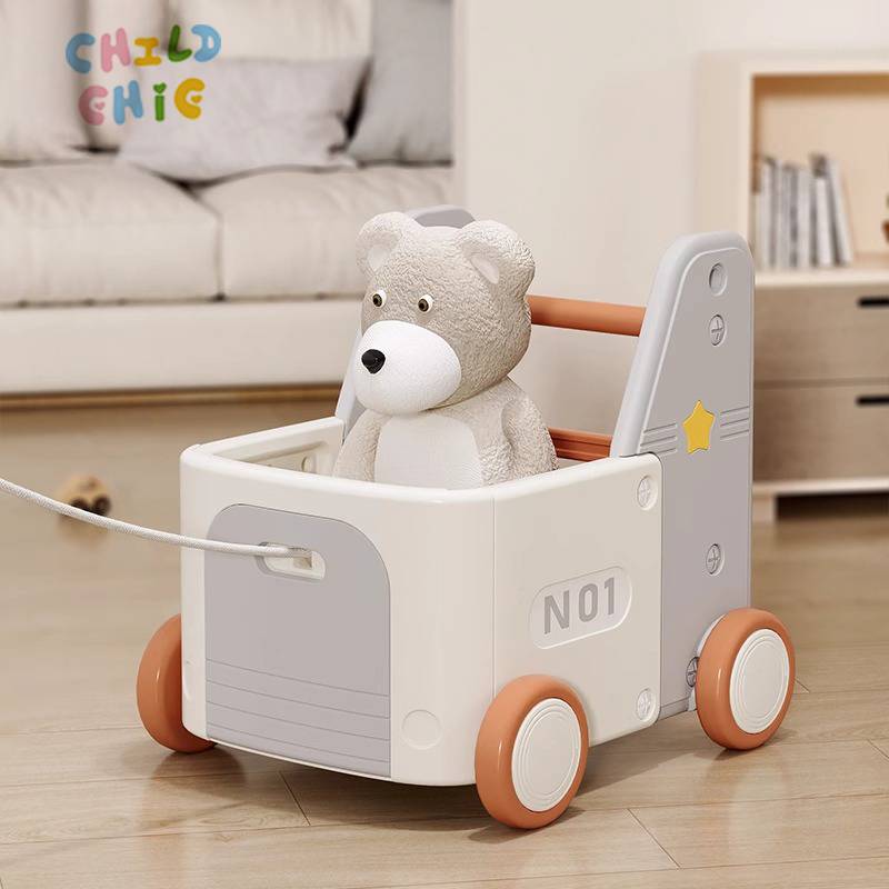 HDPE Cartoon Toddler Ride-On Truck with Book Storage-Walking Aid Multifunctional Eco-Friendly Unisex Push & Play Toy