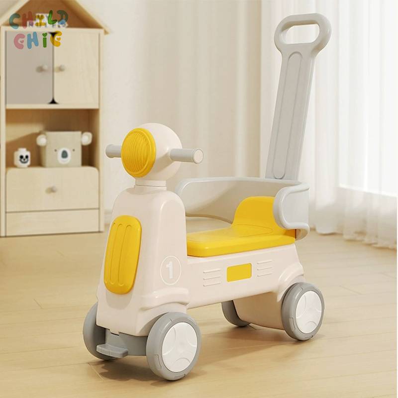 4 in 1 Kids Rocking Horse & Ride On Toy, Baby Walker Sliding Car with Push Handle Anti-rollover Toddler Balance Car Indoor Play Toy