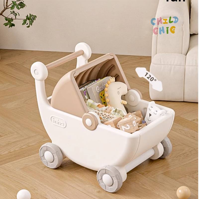 Children's Shopping Cart Snack Storage Box Household Trolley Toy Storage Cabinet Baby Push Toy 3 in 1 Baby Walker Walking Aid