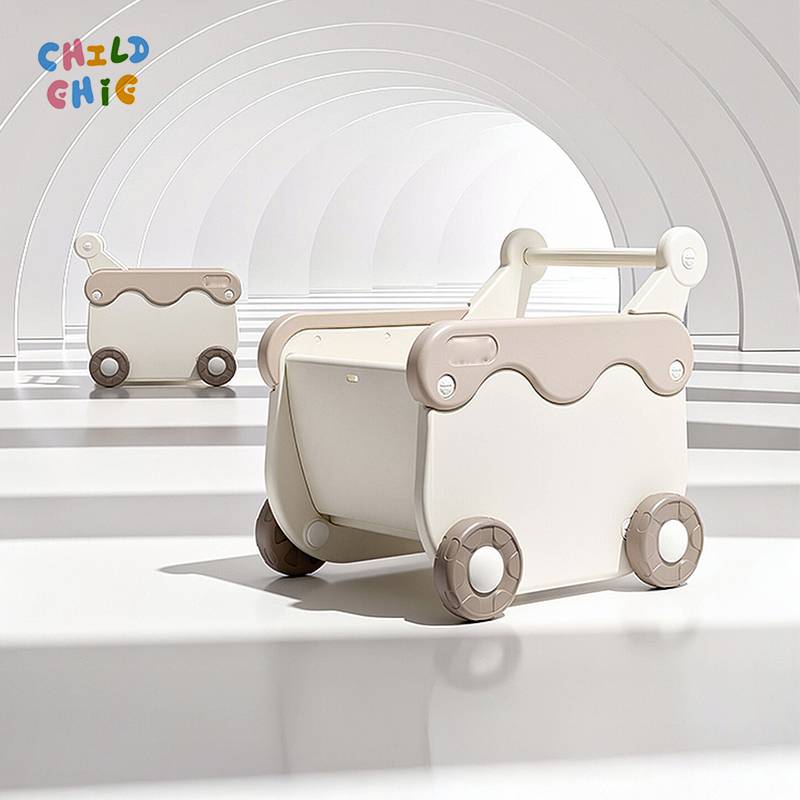 Kids Pretend Shopping Cart  2 in 1 Baby Walker Toy Storage Organizer for Toddler 1-3 Years Old