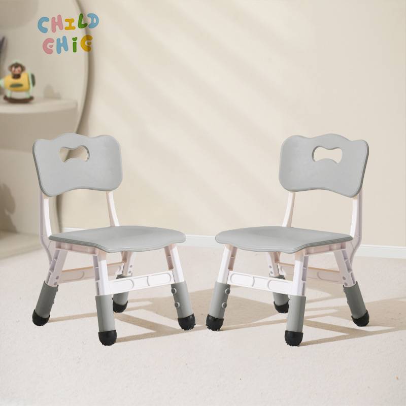 Non-Slip Rubber Feet Kids Learning Chair with Hollow Bow Backrest, Ergonomic Sunken Seat Children Study Stool for Home Preschool Playroom