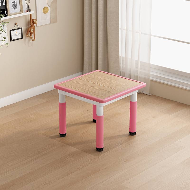 Multifunctional Adjustable Height Square Toddler Table Chair Combo, Non-Slip Leg Kids Study Desk for Snack Time Art Craft Indoor Play
