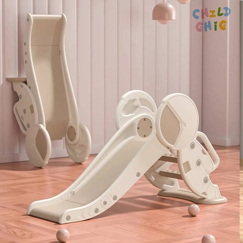 Foldable Space Shaped Kids Indoor Slide, Space Saving Toddler Play Slide for Home Use