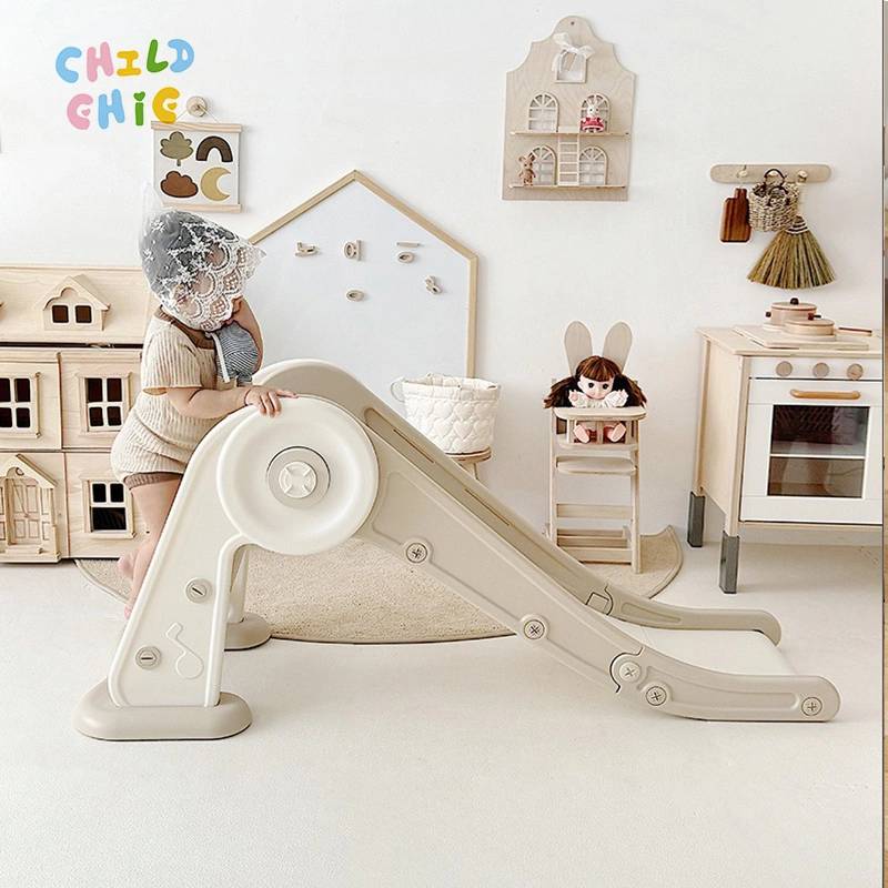Stable Safe Foldable Wheel Shaped Baby Slide, Smooth Sliding Track Indoor Play Slide for 1-5 Years Old
