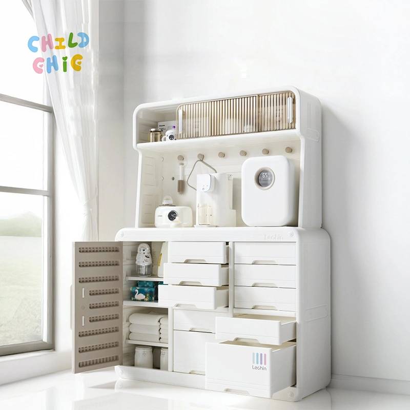Kids Multi-Functional Storage Cabinet with Intelligent Light Sensor, Large Capacity Toy & Clothes Organizer with Nursery & Playroom Furniture