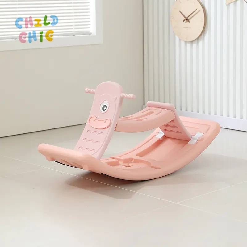 2-in-1 Foldable Rocking Horse & Balance Board for Toddler Sensory Toy