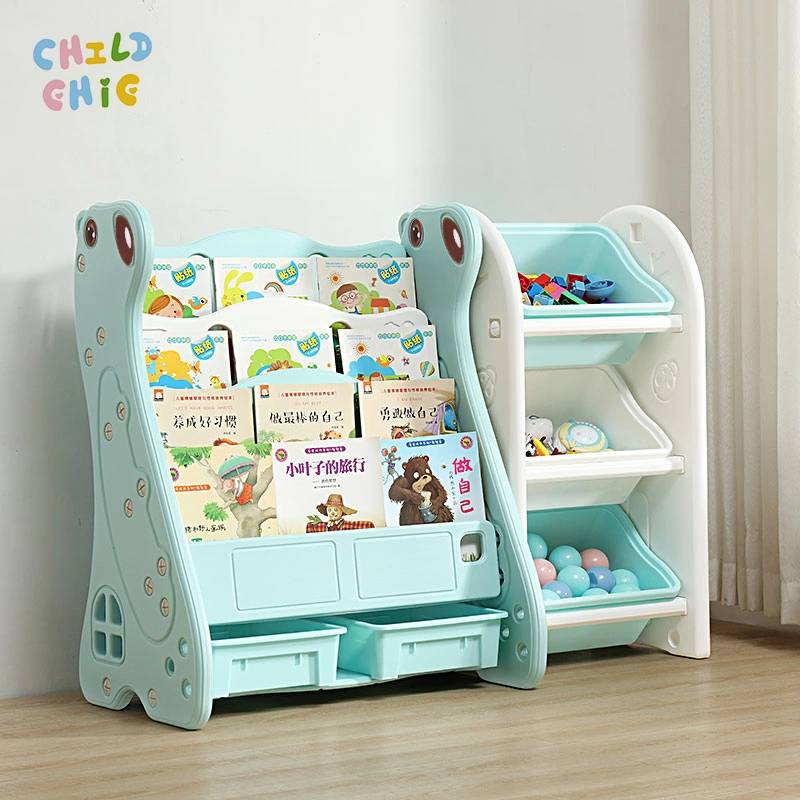 Kids Bookshelf and Toy Storage Organizer Multi-layer Combination Cabinet HDPE Montessori Nursery Furniture