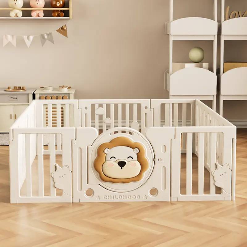 Grand parc pour bébé en PEHD pliable, centre d'activités pour enfants, motif lion, barrière de sécurité intérieure pour tout-petits, parc Montessori