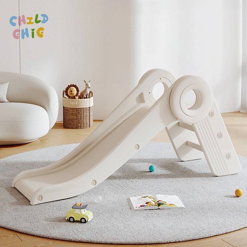Montessori Foldable Kids Indoor Slide Minimalist White Toddler Slide Space Saving Home Playground HDPE Center