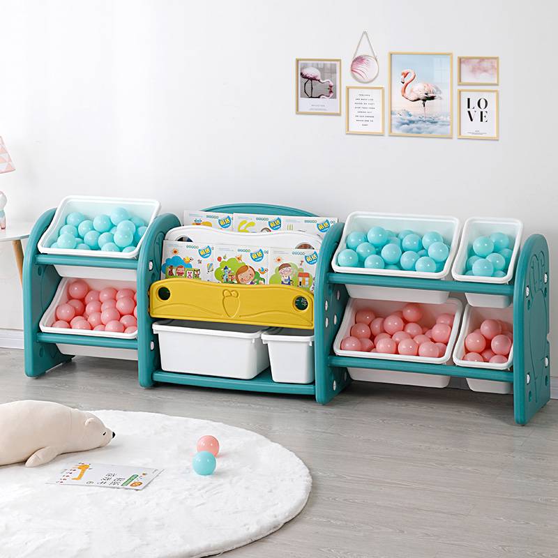 Kids Toy Storage Organizer with Bookshelf Modular Children's Toy Storage Rack with Bins for Playroom Nursery Furniture
