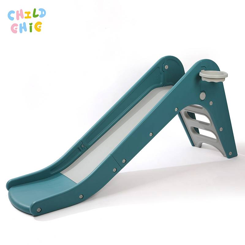 Large Size Freestanding Toddler Slide, Indoor Plastic Kids Play Slide with Slow Down Buffer Zone