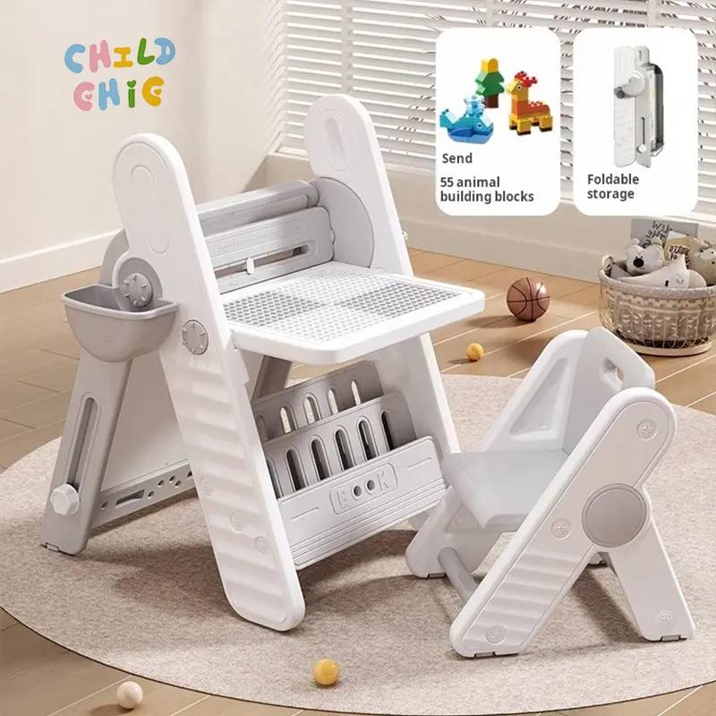 Zusammenklappbarer Kinderstaffelei-Zeichentisch mit Bücherablage, multifunktionaler Spieltisch für Kleinkinder – das perfekte Geschenk zum Bauen und Spielen!