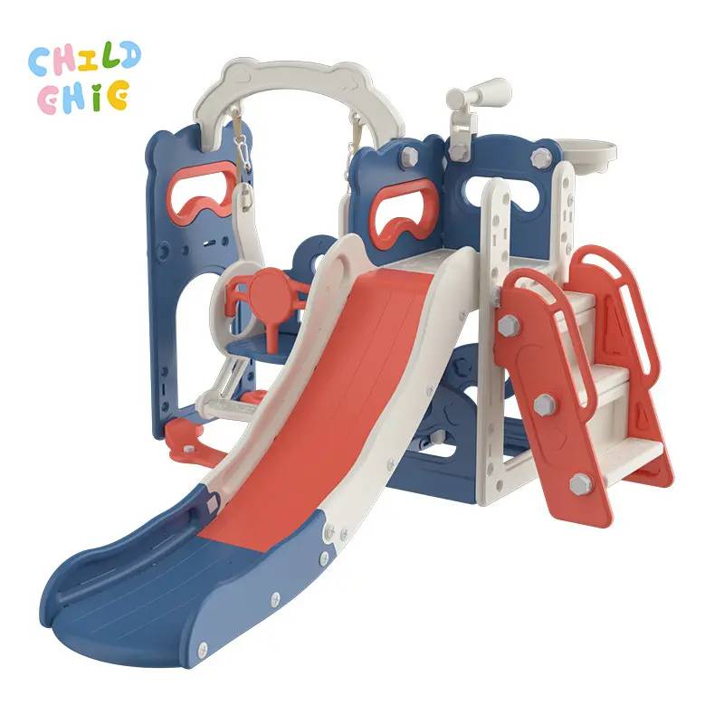 Kids Slide And Swing Set Indoor Multifunctional Toddler Playground Plastic Climbing Slide Toy For Home