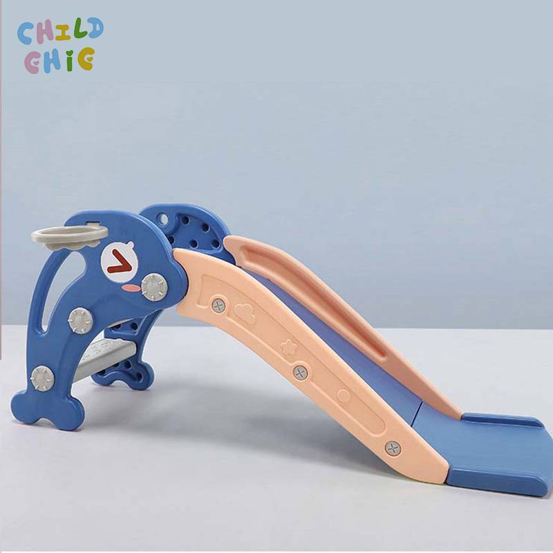 Kids Slide with Basketball Hoop Indoor Freestanding Toddler Play Slide for Home Playroom