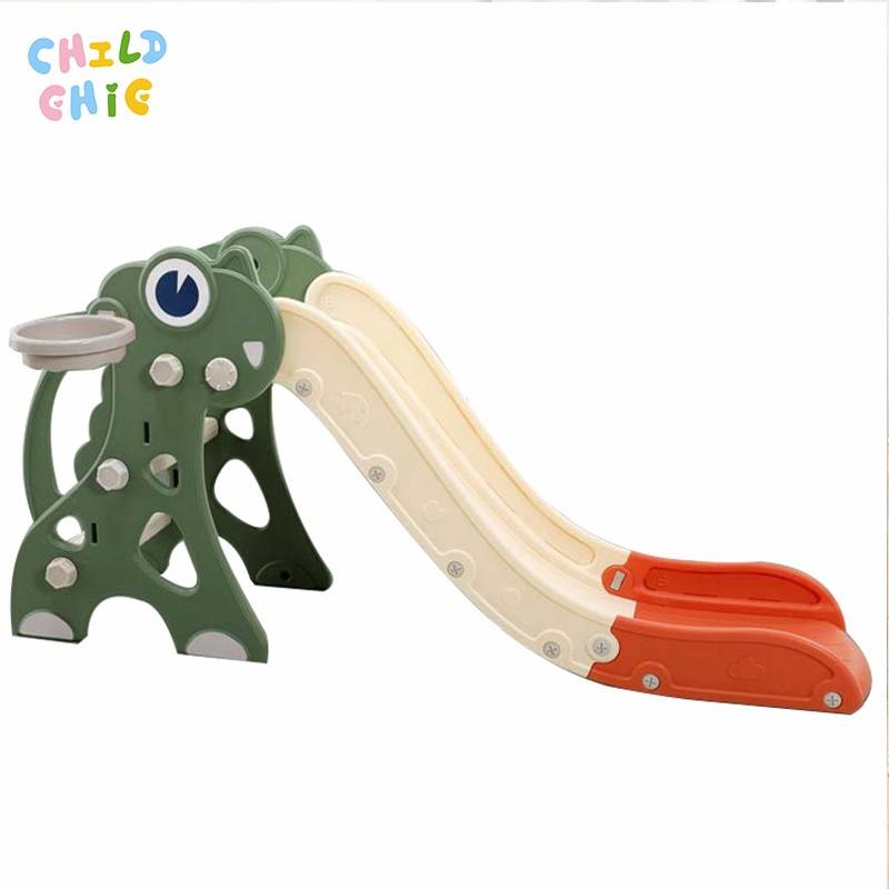 Kids Slide with Basketball Hoop, Indoor Freestanding Toddler Play Slide for Bedroom Playroom Home Use