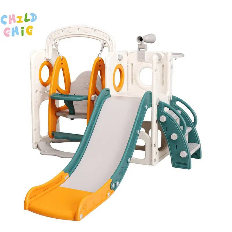 Indoor Children Play Slide Swing Combo Safe Plastic Toddler Play Set, Home Kids Activity Play Equipment