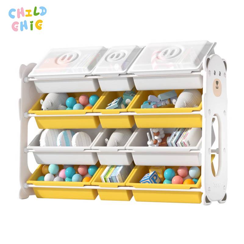 Kids Toy Storage Organizer with Dustproof Lids Large Capacity Multi-Bin Toy Shelf for Toddlers for Playroom & Bedroom Organization
