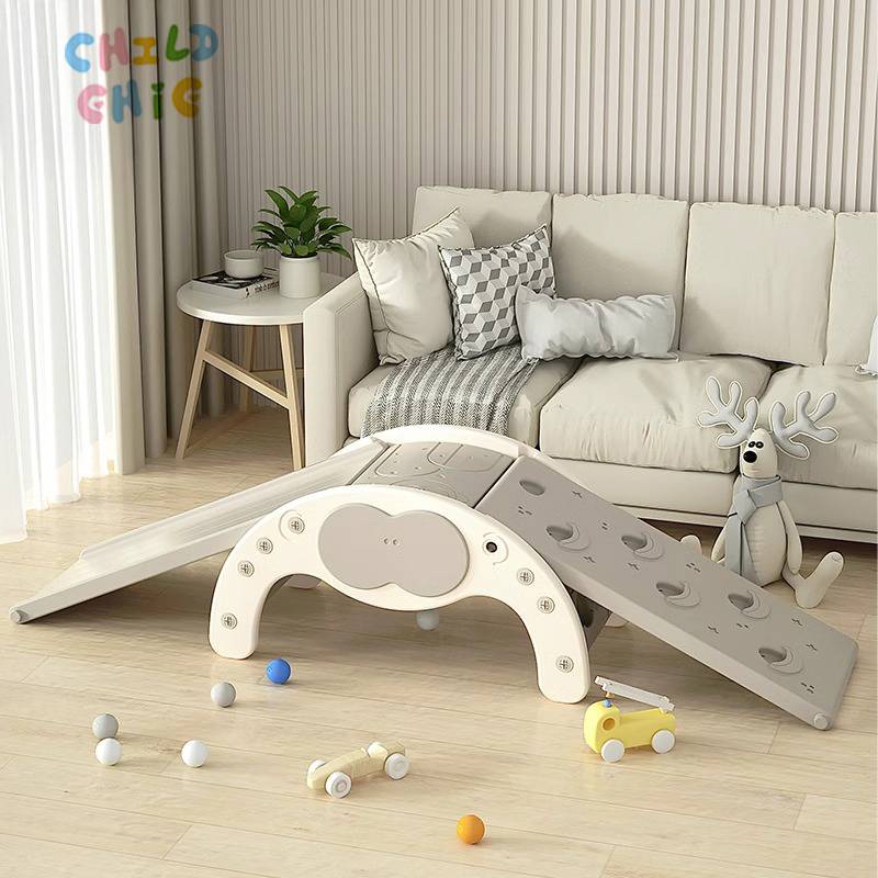 Multifunctional Kids Indoor Climbing Slide Set 3-in-1 Baby Rocking Chair Cradle Sensory Play Equipment for Toddler HDPE