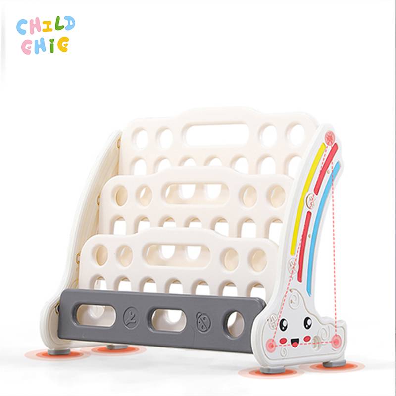 Eco-friendly HDPE Kids Bookshelf Cute Rainbow Children Book Storage Display Rack with Toy Bins for Playroom