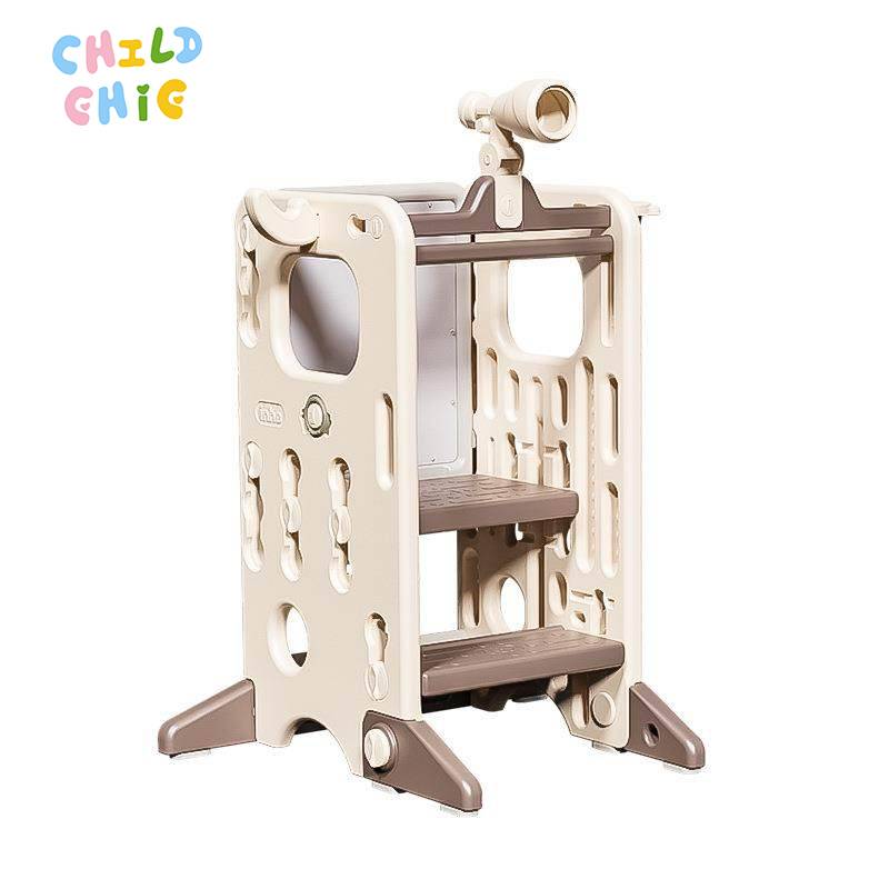 Safety Kids Learning Tower with Whiteboard Kitchen Helper Step Stool for Toddlers Montessori Standing Rack