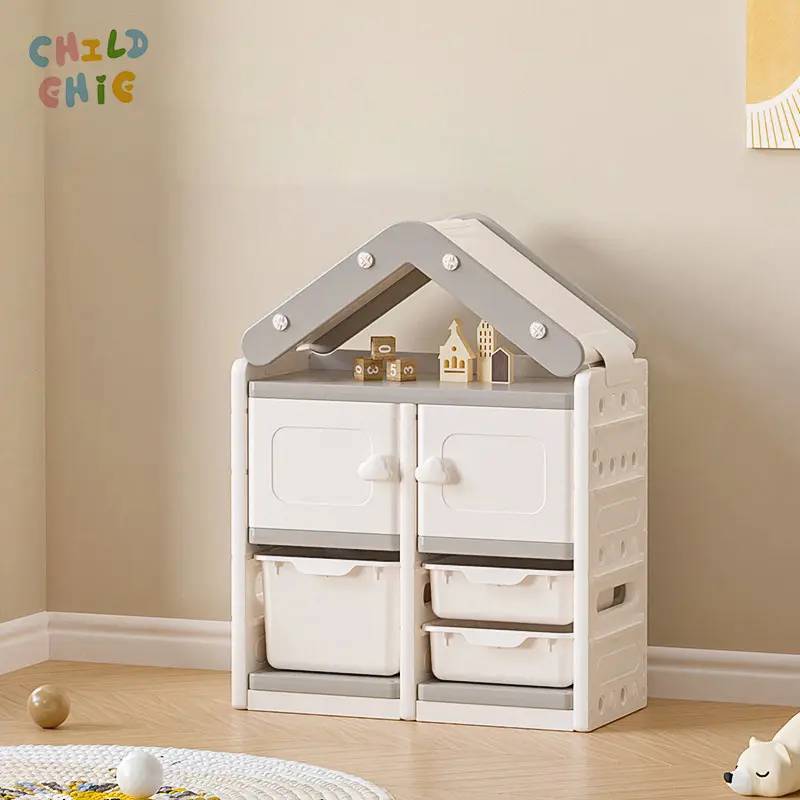 Modular House Kids Storage Cabinet Multi Compartment Toddler Toy Organizer Cabinet Nursery Decor Furniture