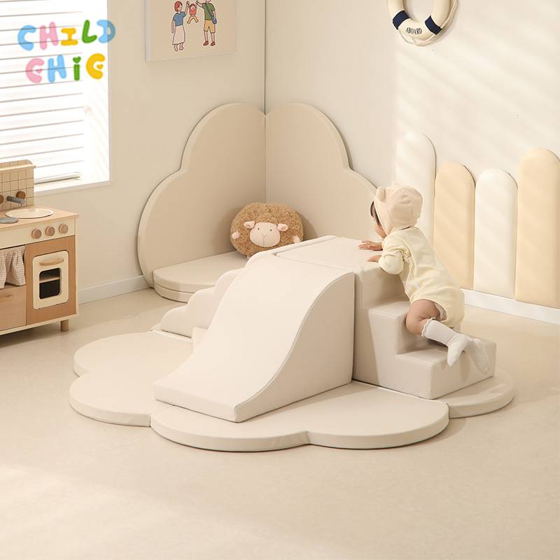 Safe Aesthetic Soft Play Climbing Set Toys for Babies – Cloud Shape Foam Climber Slide Sets