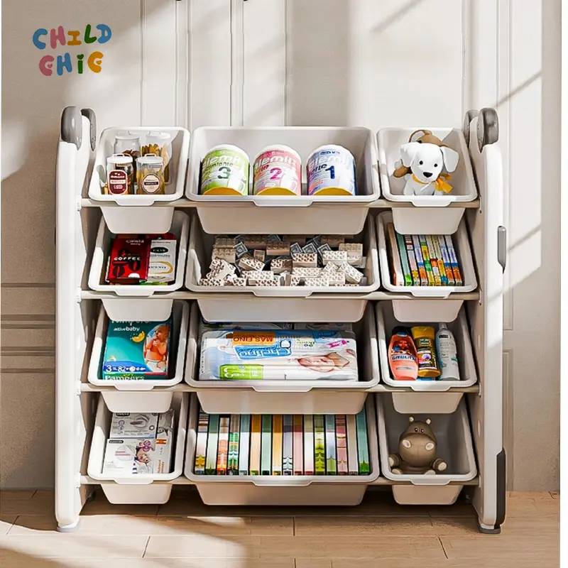 Detachable Panda Kids Toy Storage Rack, Multi-size Combined Children Organizer Shelf with Removable Storage Bins