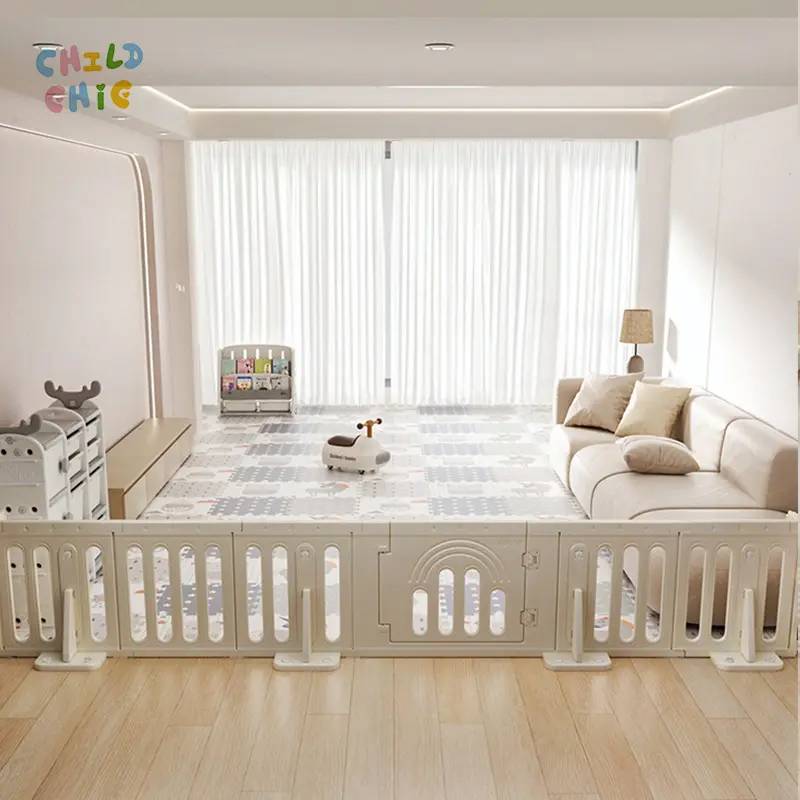 Parc pour bébé convertible multi-formes avec tente de jeu, maisonnette, barrière de sécurité intérieure pour tout-petits et centres d'activités pour enfants