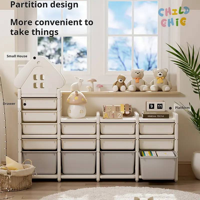 Cute House Shape Kids Toy Storage Organizer Multi Combination Detachable Children Drawer Storage Cabinet for Playroom