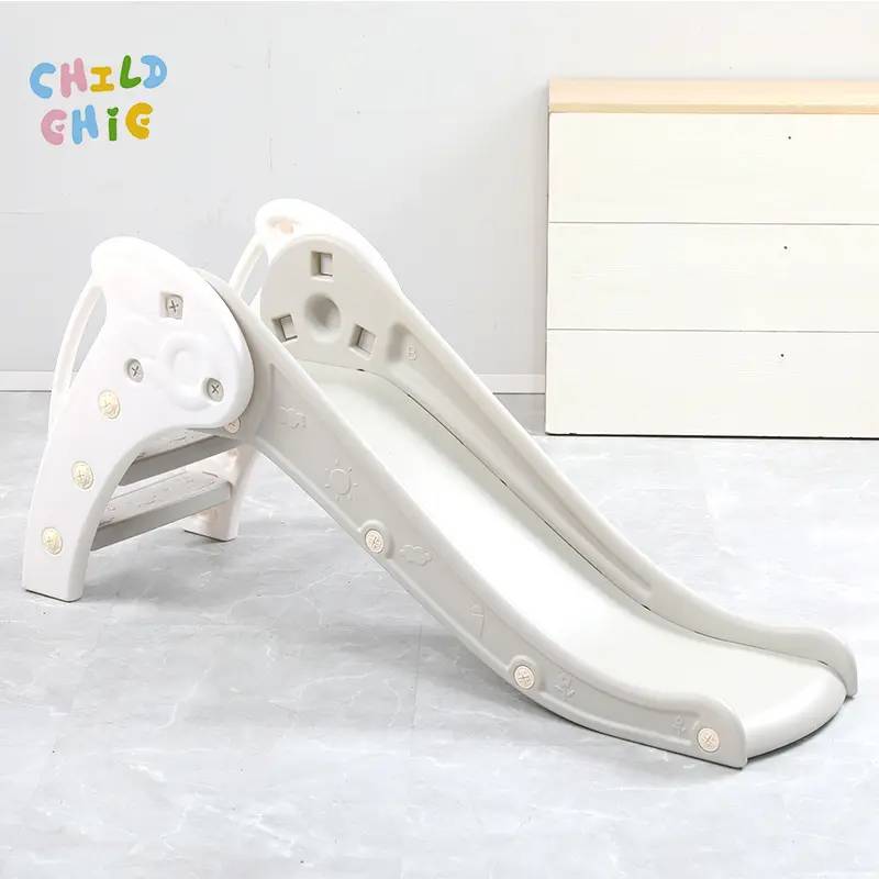 Modern Neutral Color Toddler Slide Eco-Friendly Plastic Freestanding Indoor Play Slide For Nursery & Home Daily Play